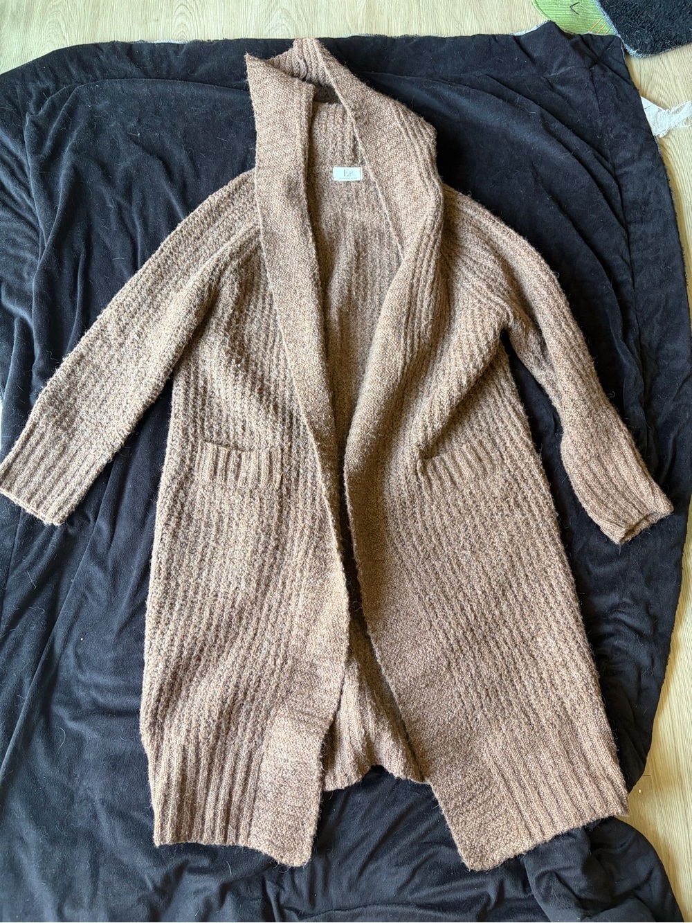 Cozy Open-Front Brown Shawl Collar Cardigan Sweater